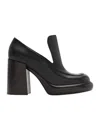 Burberry Leather Wedge Heeled Loafers In Black