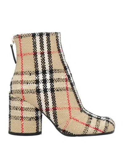 Burberry Woman Ankle Boots Camel Size 8.5 Textile Fibers