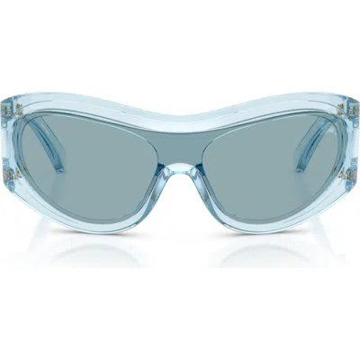 Burberry 138mm Irregular Shield Sunglasses In Blue