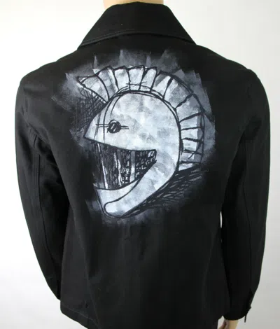 Pre-owned Burberry $1595  Men's London Black Canvas Mohawk Face Paint Jacket 4553388