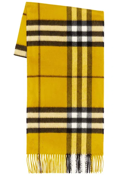 Burberry 168x30 Giant Check Cashmere Scarf In Yellow