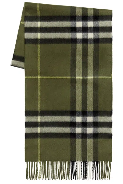 Burberry 168x30 Giant Check Cashmere Scarf In Green