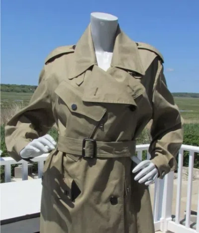 Pre-owned Burberry 18 20  London Trench Coat $1495 Enderby Military Mac Asymmetrical In Beige