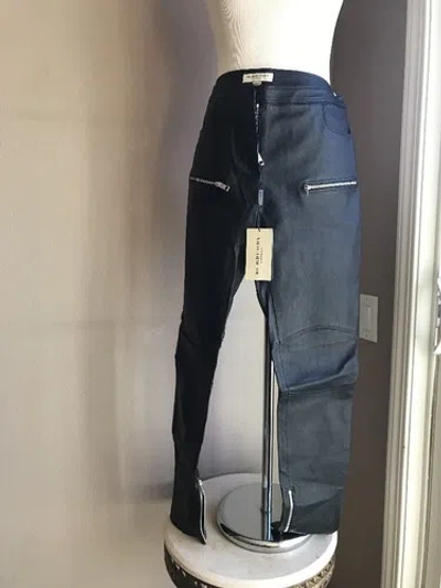 Pre-owned Burberry $1895  Black 100% Sheep Leather Zippered Ankle Skinny Pants Size 10