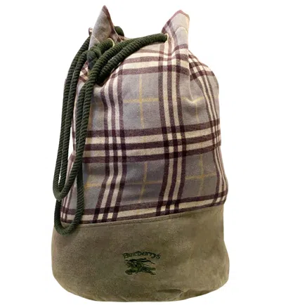 Pre-owned Burberry 1980s  Green Grey Check Toweling Beach Gym Pool Tailor Bag