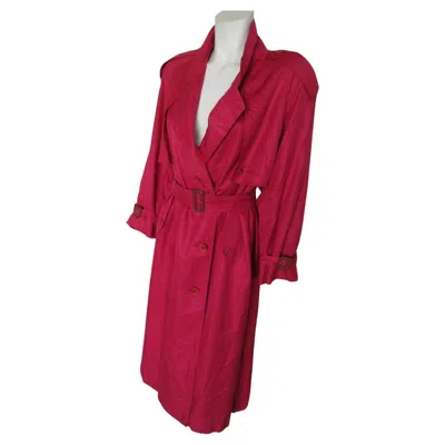 Pre-owned Burberry 1980s  Vintage Raspberry Red Trench Coat With Belt
