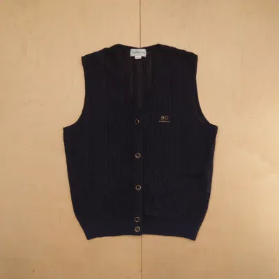 Pre-owned Burberry 1980s S - Cable Knit Mesh Fuzzy Vest Cardigan In Blue