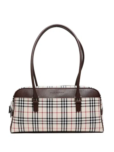 Pre-owned Burberry 1990-2000 Check-print Shoulder Bag In Neutral