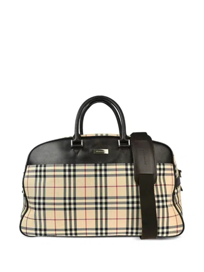 Pre-owned Burberry 1990-2000s Check Two-way Handbag In Neutrals