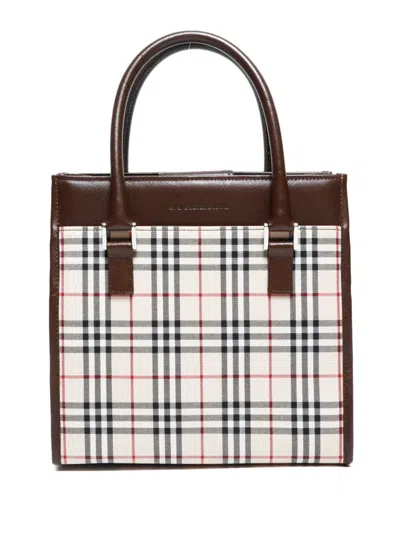 Pre-owned Burberry 1990-2000 Checked Tote Bag In Neutral