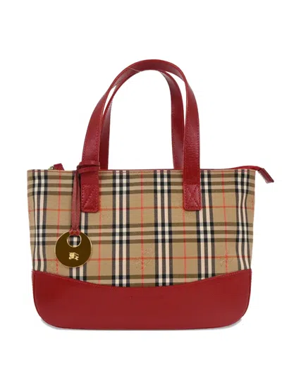 Pre-owned Burberry 1990-2000s Check Canvas Tote Bag In Neutral