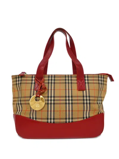 Pre-owned Burberry 1990-2000s Check-pattern Tote Bag In Neutral