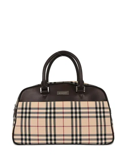 Pre-owned Burberry 1990-2000s Check-pattern Tote Bag In Neutral