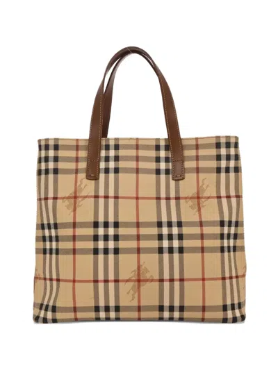 Pre-owned Burberry 1990-2000s Check-print Tote Bag In Neutral