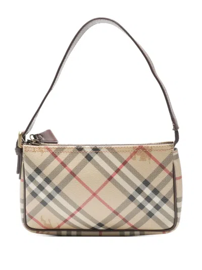 Pre-owned Burberry 1990-2000s Check Shoulder Bag In Neutral