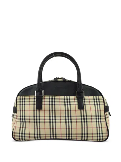 Pre-owned Burberry 1990-2000s Check Tote Bag In Neutrals