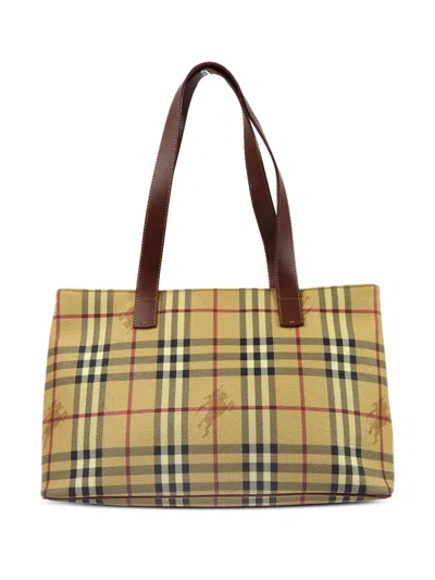 Pre-owned Burberry 1990-2000s Haymarket Check Tote Bag In Neutrals