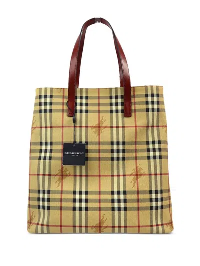 Pre-owned Burberry 1990-2000s Haymarket Check Tote Bag In Neutrals