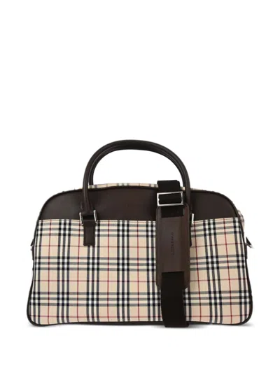 Pre-owned Burberry 1990-2000s House Check Two-way Handbag In Neutrals