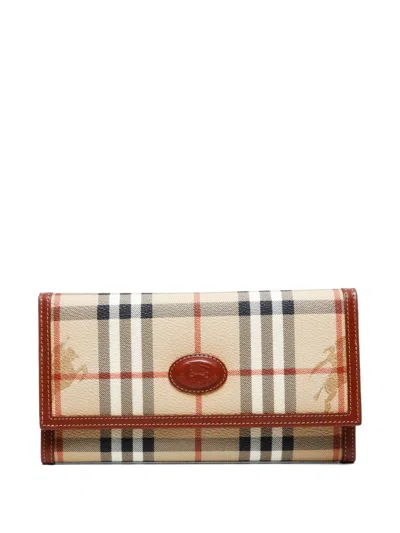 Pre-owned Burberry 1990-2000s Leather Wallet In Neutral