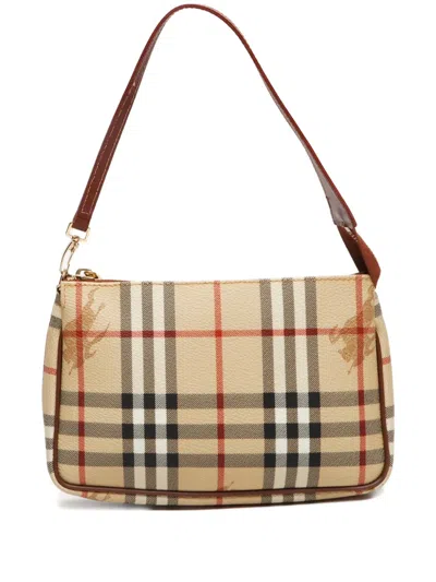 Pre-owned Burberry 1990-2010 Haymarket Check Handbag In Neutrals
