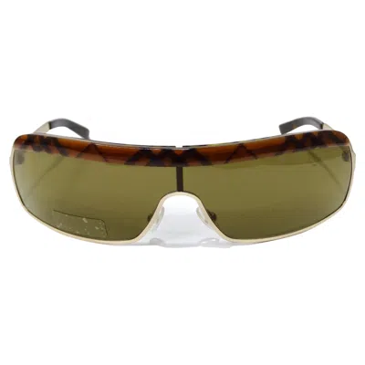 Pre-owned Burberry 1990's Patterned Shield Sunglasses In Brown
