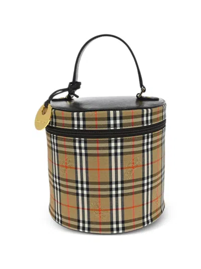 Pre-owned Burberry 1990-2000s Check Vanity Case In Neutral