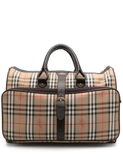 Pre-owned Burberry 1990s Check-print Travel Bag In Neutrals