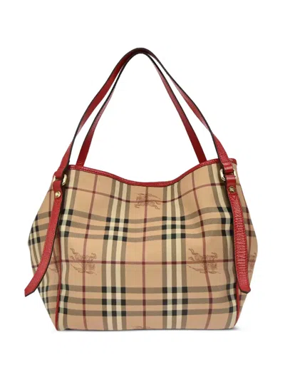 Pre-owned Burberry 1990s Check Tote Bag In Neutral