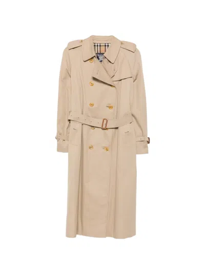 Pre-owned Burberry 1990s Double-breasted Trench Coat In Neutrals