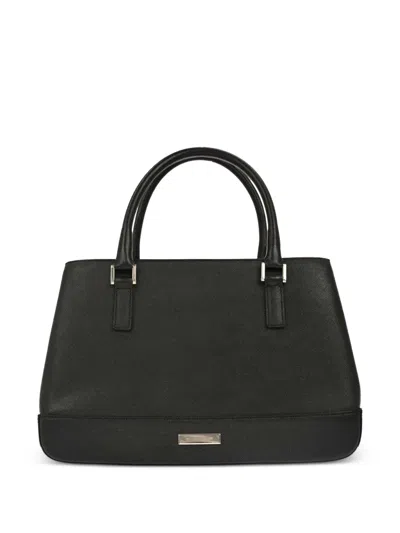 Pre-owned Burberry 1990s Leather Tote Handbag In Black