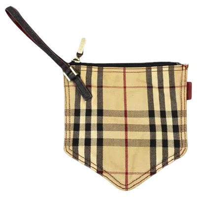 Pre-owned Burberry 1990s Vintage Pocket Wristlet Pouch, Tartan Denim Unisex In Sand