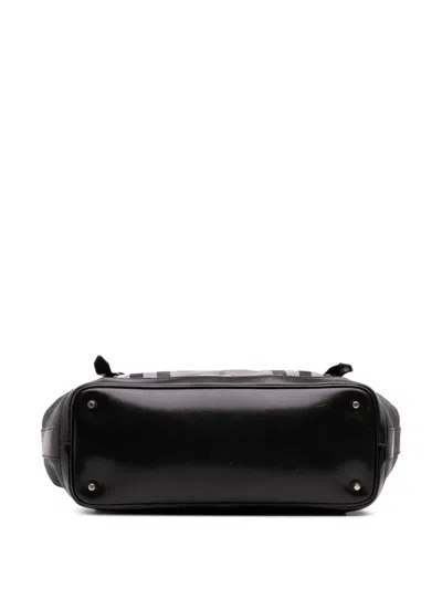 Pre-owned Burberry 2000-2017 Beat Check Nylon Ellers Satchel In Black