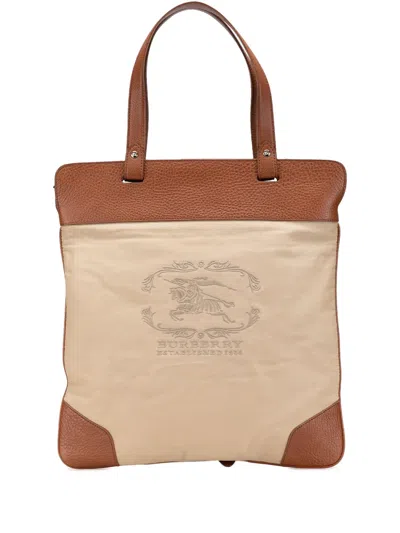 Pre-owned Burberry 2000-2017 Canvas Stowell Roll Up Tote Bag In Brown