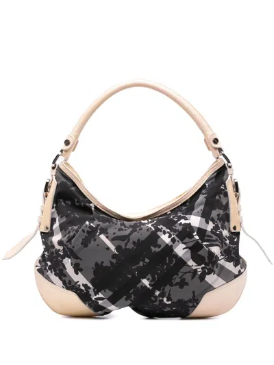 Pre-owned Burberry 2000-2017 Floral Beat Check Nylon Foley Hobo Bag