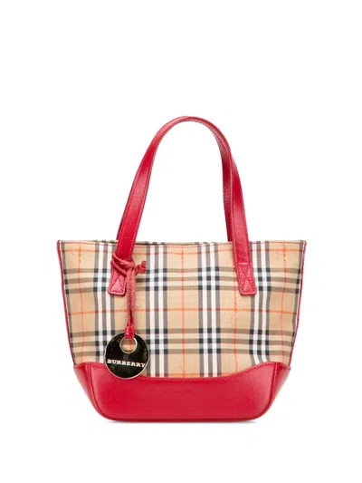 Pre-owned Burberry 2000-2017 Haymarket Check Canvas Handbag In Brown