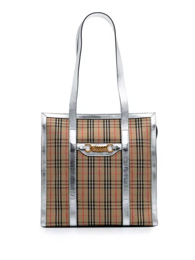 Pre-owned Burberry 2000-2017 Haymarket Check Canvas Knight 1983 Link Tote Bag