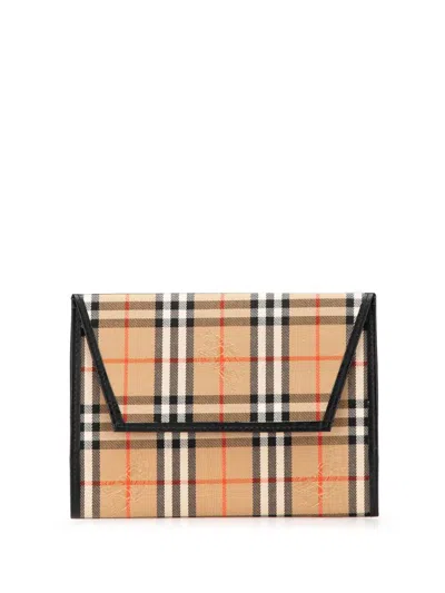 Pre-owned Burberry 2000-2017 Haymarket Check Canvas Notebook Cover In Brown