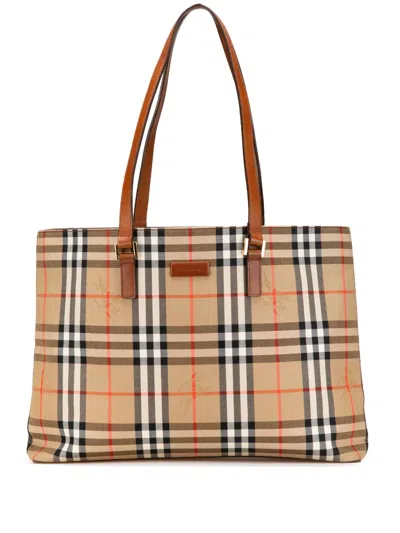 Pre-owned Burberry 2000-2017 Haymarket Check Canvas Tote Bag