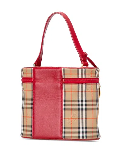 Pre-owned Burberry 2000-2017 Haymarket Check Canvas Vanity Bag In Brown