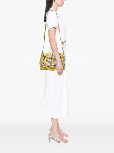 Pre-owned Burberry 2000-2017 Haymarket Check Coated Canvas Pilgrim Satchel In Brown