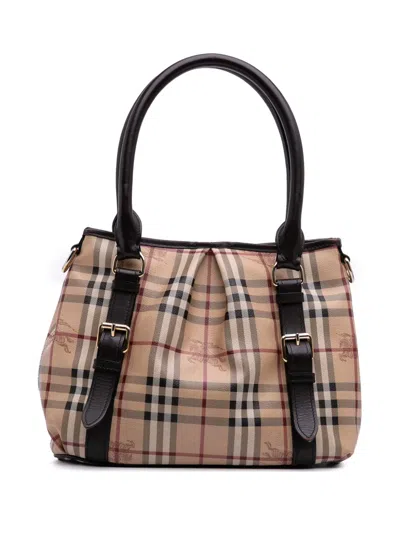 Pre-owned Burberry 2000-2017 Haymarket Check Coated Canvas Satchel