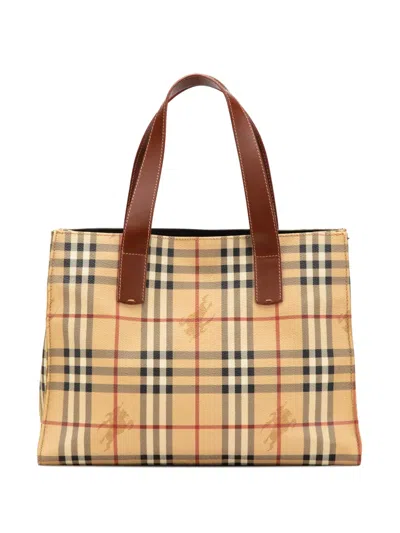 Pre-owned Burberry 2000-2017 Haymarket Check Coated Canvas Tote Bag