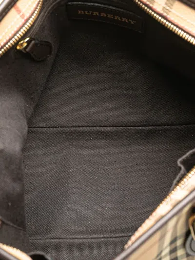Pre-owned Burberry 2000-2017 Haymarket Check Coated Canvas Tote Bag In Brown