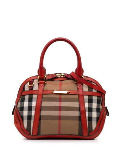 Pre-owned Burberry 2000-2017 House Check Canvas Bridle Orchard Satchel
