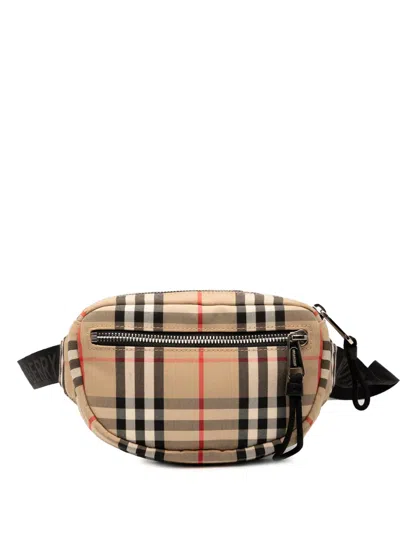Pre-owned Burberry 2000-2017 House Check Canvas Cannon Belt Bag In Brown