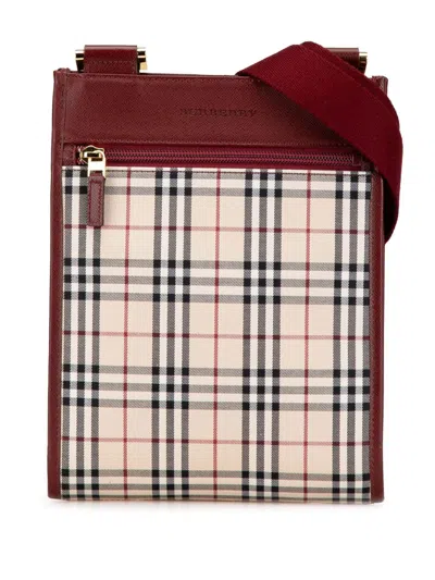 Pre-owned Burberry 2000-2017 House Check Canvas Crossbody Bag In 褐色