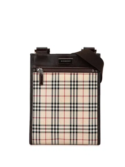 Pre-owned Burberry 2000-2017 House Check Canvas Crossbody Bag In Brown
