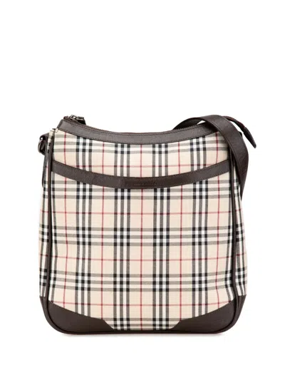 Pre-owned Burberry 2000-2017 House Check Canvas Crossbody Bag In Brown