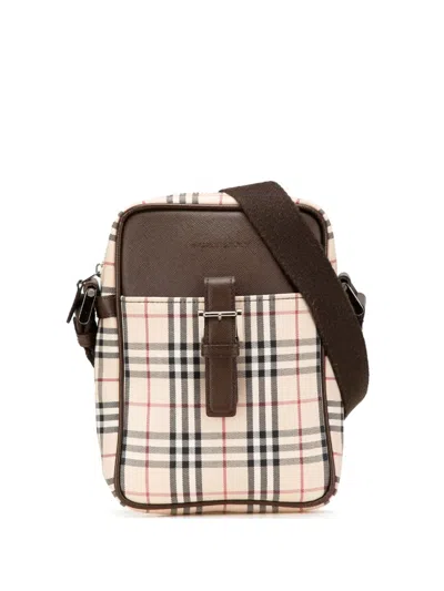 Pre-owned Burberry 2000-2017 House Check Canvas Crossbody Bag In Brown